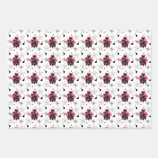 Retro Cats Atomic Starburst Moderne Middeleeuw Inpakpapier Vel (Voorkant)