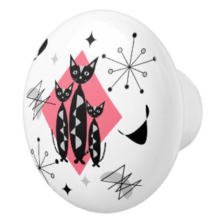 Retro Cats Atomic Starburst Moderne Middeleeuw Keramische Knop