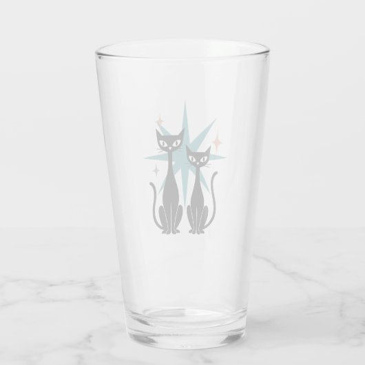 Retro Cats Blue Atomic Starburst Glass | midden va Glas (Achterkant)