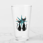 Retro Cats Blue Atomic Starburst Glass | midden va Glas (Voorkant)
