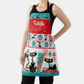 Retro Cats Christmas Apron- Customizable Schort (Insitu)
