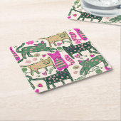 Retro Cats Design Kartonnen Onderzetters (Schuin)