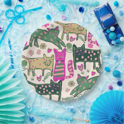 Retro Cats Design Papieren Bordje (Feest)