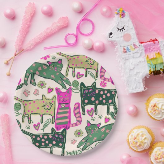Retro Cats Design Papieren Bordje (Feest)