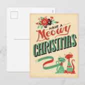  Retro Cats Kerst Briefkaart (Voorkant / Achterkant)