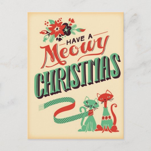  Retro Cats Kerst Briefkaart (Voorkant)