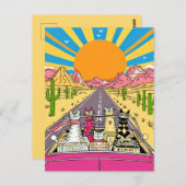 Retro Cats on Vacation Take a Road Trip Briefkaart (Voorkant / Achterkant)