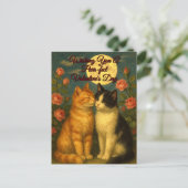 Retro Cats Valentine's Day Holiday Postcard Feestdagenkaart (Staand voorkant)