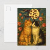 Retro Cats Valentine's Day Holiday Postcard Feestdagenkaart (Voorkant / Achterkant)