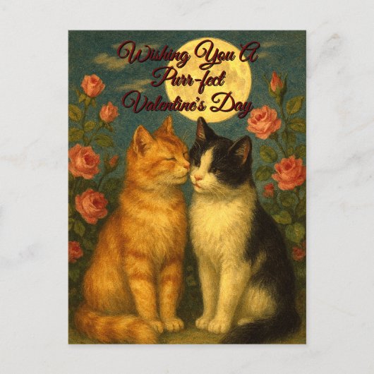 Retro Cats Valentine's Day Holiday Postcard Feestdagenkaart (Voorkant)