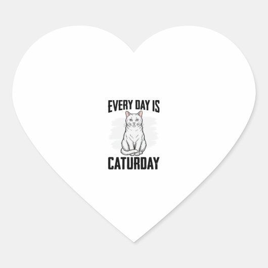 Retro Caturday Kat Liefhebber Grappig Shirt Ontwer Hart Sticker (Voorkant)