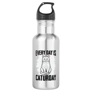 Retro Caturday Kat Liefhebber Grappig Shirt Ontwer Waterfles