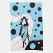 Retro Catwalk Model, Vintage Art Deco Mode Theedoek (Verticaal)