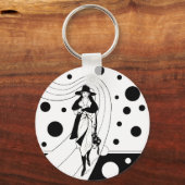 Retro-catwalkmodel, vintage Art Deco-mode Sleutelhanger (Voorkant)