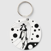 Retro-catwalkmodel, vintage Art Deco-mode Sleutelhanger (Achterkant)
