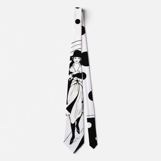 Retro-catwalkmodel, vintage Art Deco-mode Stropdas (Voorkant)