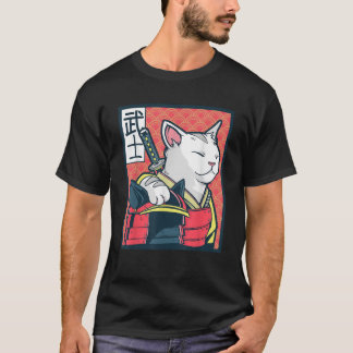 Retro Catzilla Ancient Japanese Cat Art Anime Ninj T-shirt