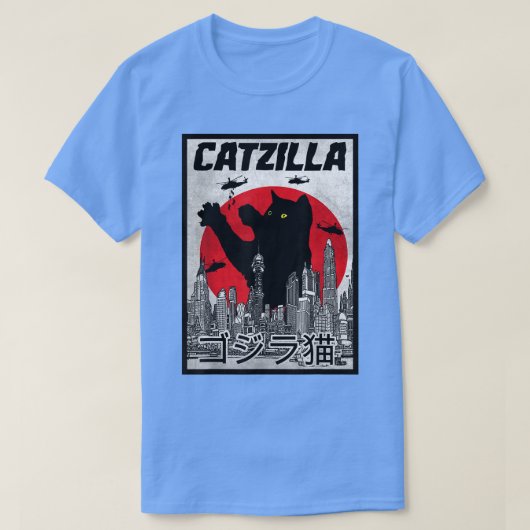 Retro Catzilla Cat Monster T-shirt (Design voorkant)