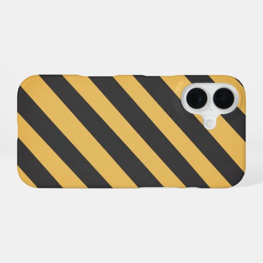 Retro Caution Stripe Panel iPhone 16 Hoesje (Achterkant horizontaal)