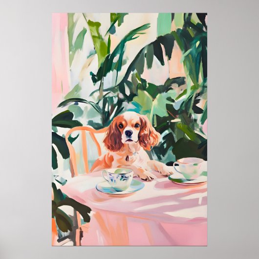 Retro Cavalier King Charles Spaniel Poster (Voorkant)