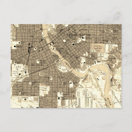  Retro Cedar Rapids Iowa Briefkaart (Voorkant)