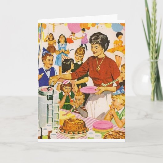 Retro Celebration verjaardagsfeest Kaart (Voorkant)