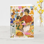 Retro Celebration verjaardagsfeest Kaart (Gele Bloem)