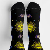 Retro Celestial Art Sun Moon Stars Planet Comet Sokken (Top)