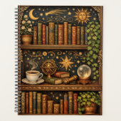 Retro celestial bookshelf book coffee lover planner (Voorkant)