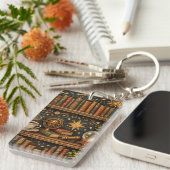 Retro celestial bookshelf book coffee lover sleutelhanger (Voorkant Rechts)