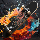 Retro Celestile Rozen Tattoo Stijl Aangepaste naam Persoonlijk Skateboard