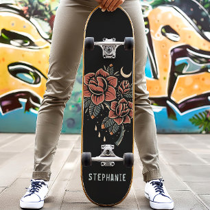 Retro Celestile Rozen Tattoo Stijl Aangepaste naam Persoonlijk Skateboard