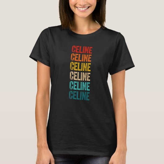 Retro Celine T-Shirt  Celine Naam Birthday (Voorkant)
