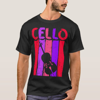 Retro Cello Art Cellist Cadeau Idee Cello Speler R T-shirt