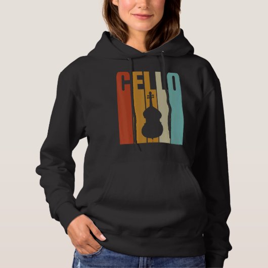 Retro Cello Cool Cello speler Hoodie (Voorkant)