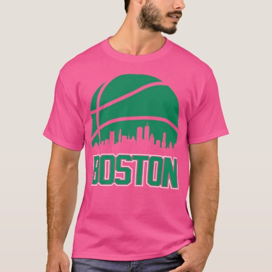 Retro Celtics Basketbal Boston City Skyline T-shirt (Voorkant)
