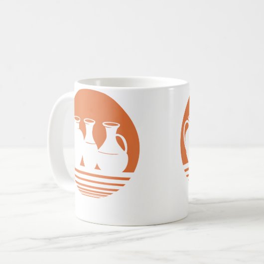 Retro Ceramic Vase Pottery Koffiemok (Voorkant links)