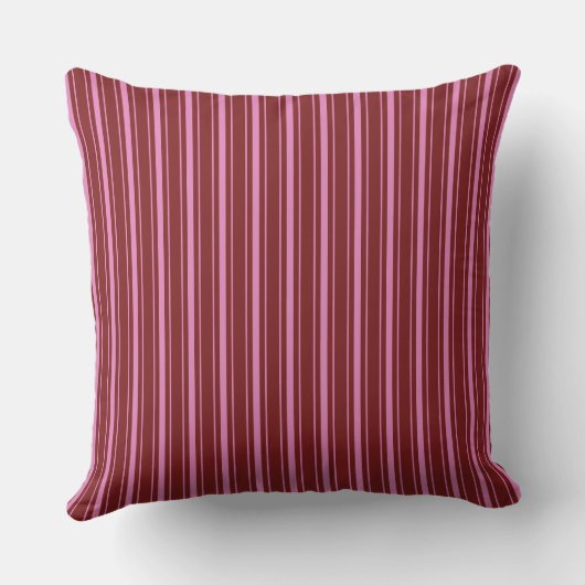 Retro Cerise & Fuchsia Ticking Gestreept Kussen (Achterkant)