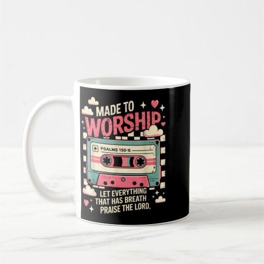 Retro Cette Made To Worship Psalms 150_6 Christian Koffiemok (Links)
