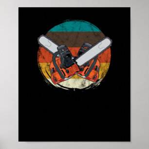  Retro Chainzaag Lumberjack Lumber Wood Poster