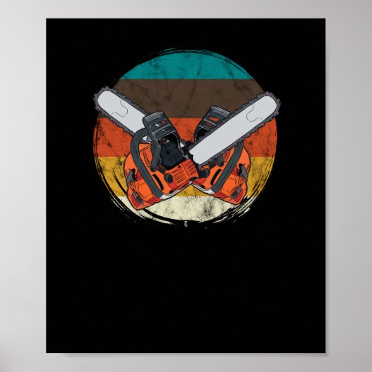  Retro Chainzaag Lumberjack Lumber Wood Poster (Voorkant)