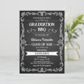 Retro Chalkboard Afstuderen BBQ Uitnodiging (Staand voorkant)