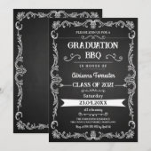 Retro Chalkboard Afstuderen BBQ Uitnodiging (Voorkant / Achterkant)
