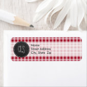 Retro Chalkboard; Carmine Red Gingham; gebarsten Etiket (Insitu)