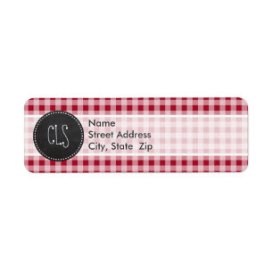 Retro Chalkboard; Carmine Red Gingham; gebarsten Etiket