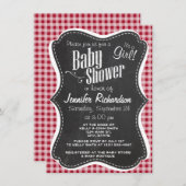 Retro Chalkboard; Carmine Red Gingham; gebarsten Kaart (Voorkant / Achterkant)