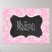 Retro Chalkboard Carnroze Damask Patroon
