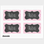 Retro Chalkboard Carnroze Damask Patroon Rechthoekige Sticker (Vel)