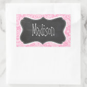 Retro Chalkboard Carnroze Damask Patroon Rechthoekige Sticker (Tas)
