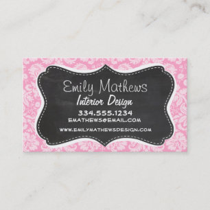 Retro Chalkboard Carnroze Damask Patroon Visitekaartje